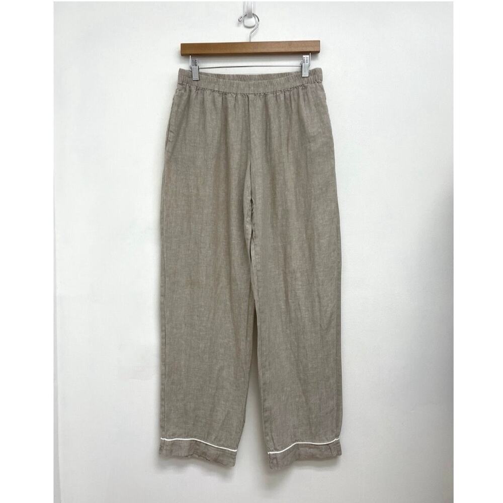 Quince 100% European Linen Long Sleeve Pajama Set Piping Flax Lightweight Small - Picture 5 of 14